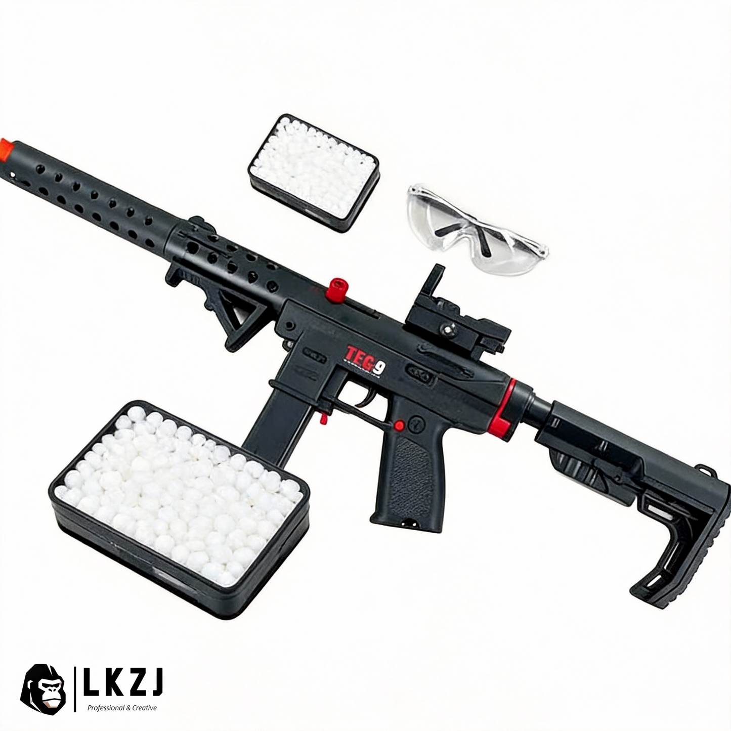 Gold/Sliver TEC9 Gel Blaster With 7 Colors of Lighted Silencer