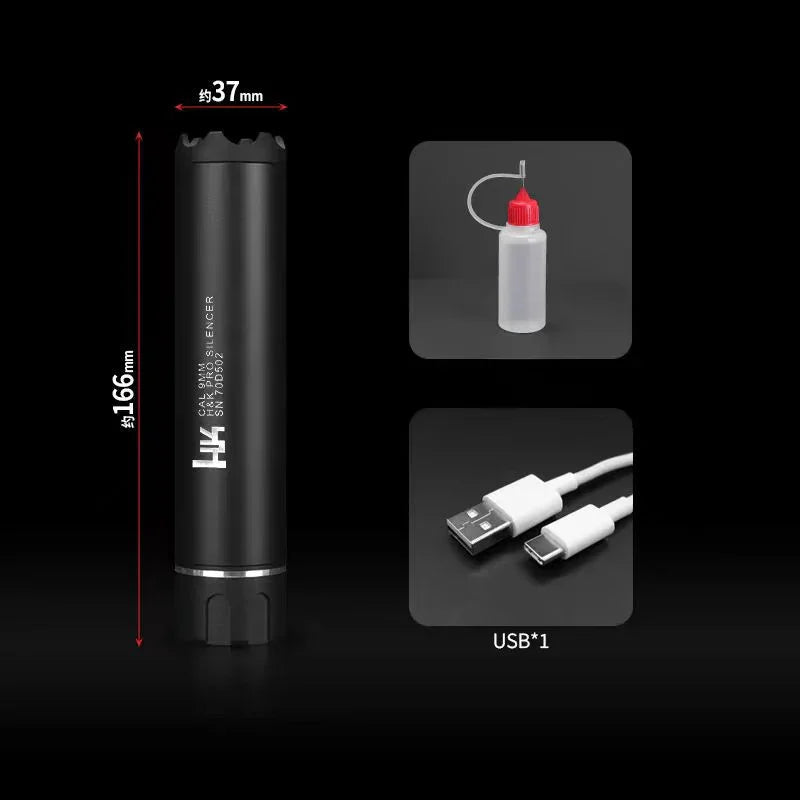 Smoke Wolf 14mm CCW Muzzle Silencer for Gel Blasters & Airsoft Guns