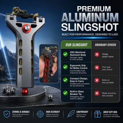 LKZJ Semi-Auto High Precision Aluminum Alloy Slingshot Kit with Detachable Ammo Tube