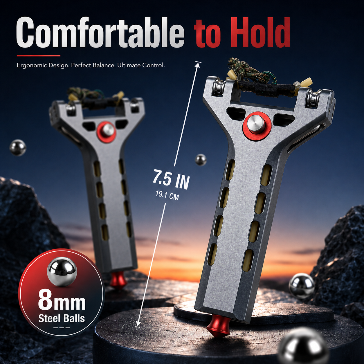 LKZJ Semi-Auto High Precision Aluminum Alloy Slingshot Kit with Detachable Ammo Tube