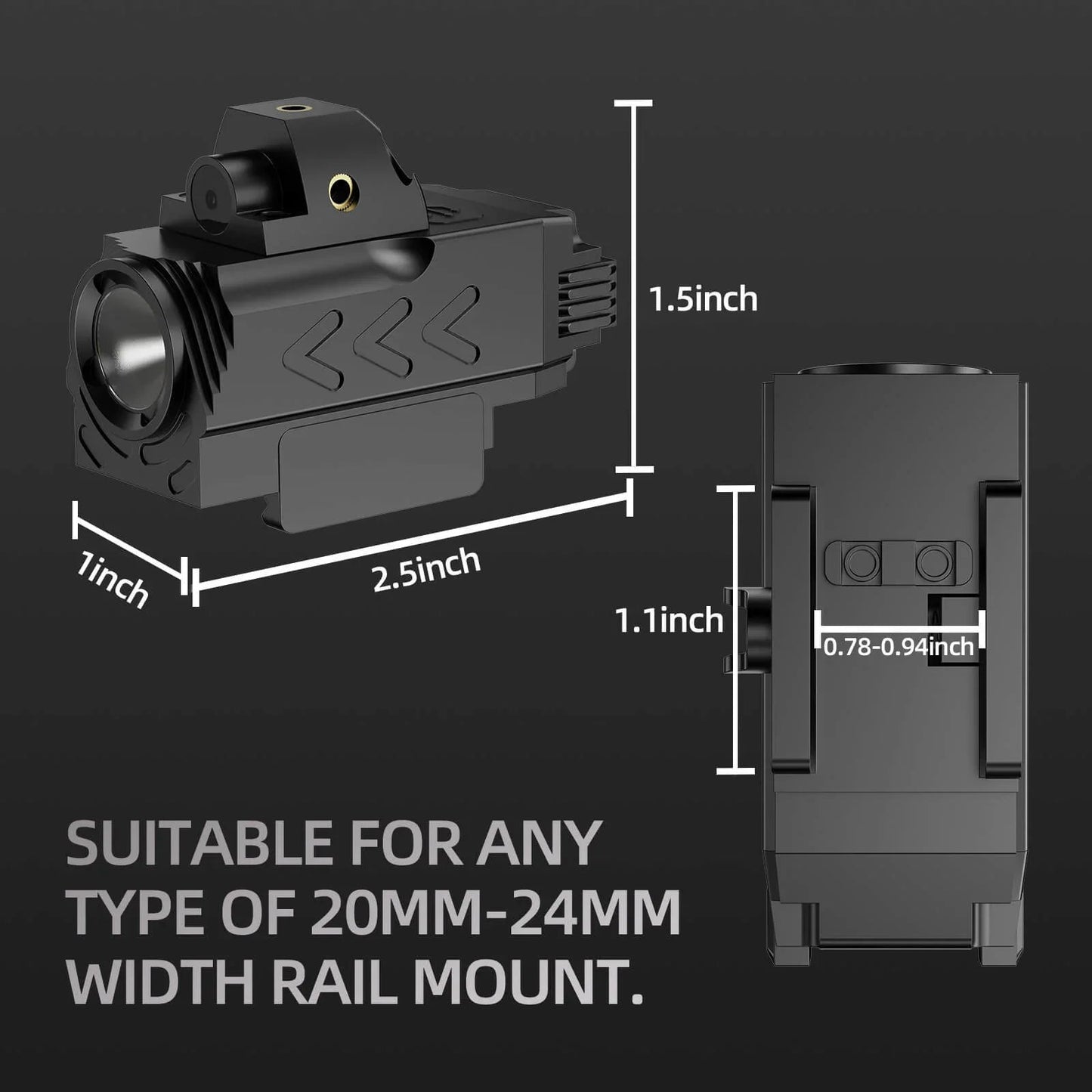 Metal Flashlight With Adjustable Rail