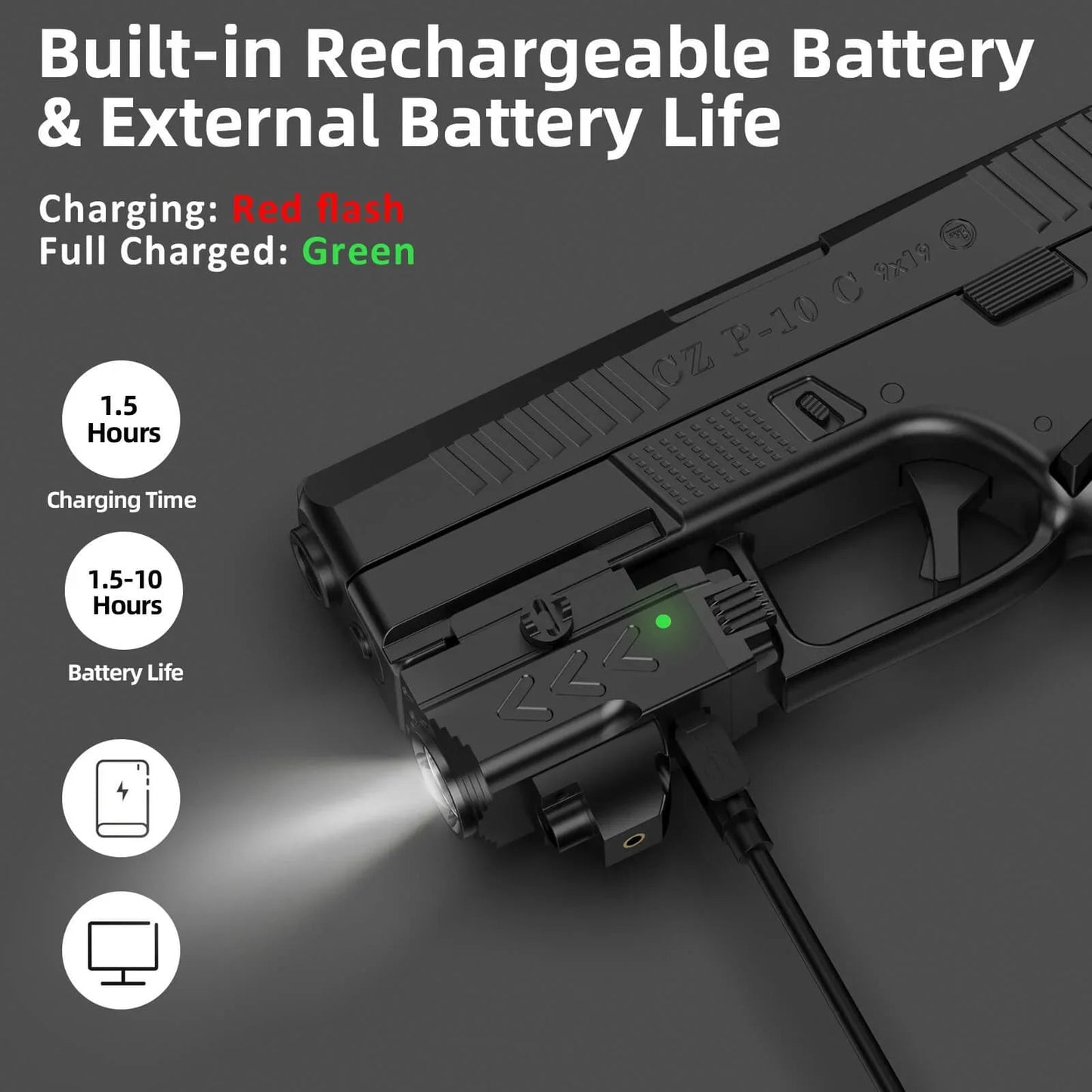 Metal Flashlight With Adjustable Rail