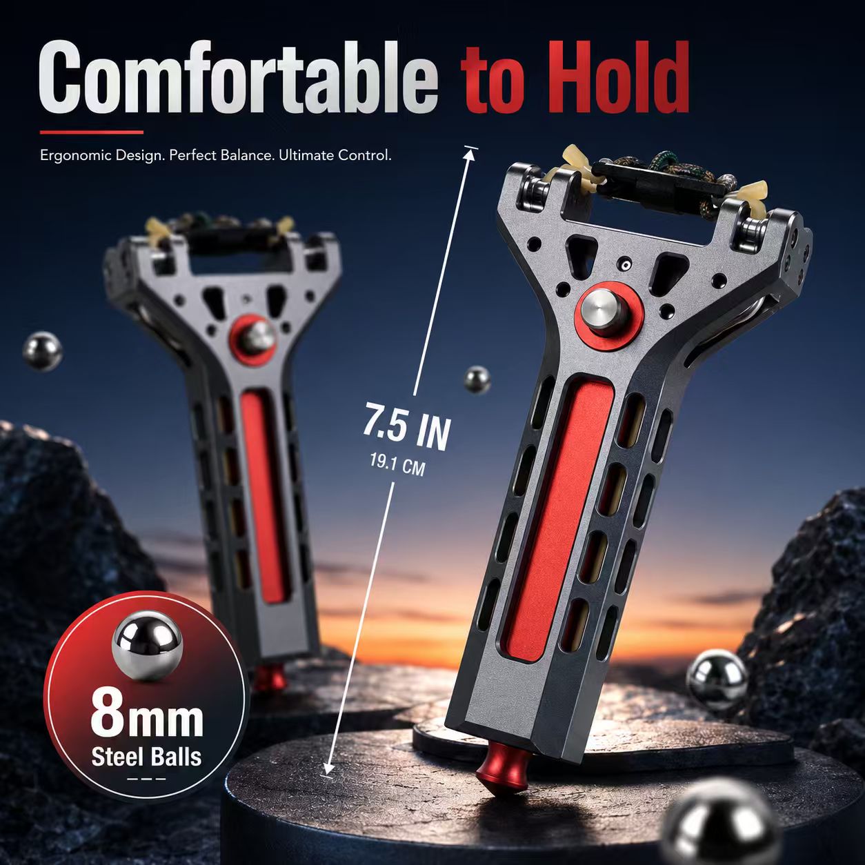 LKZJ Semi-Auto High Precision Aluminum Alloy Slingshot Kit with Detachable Ammo Tube