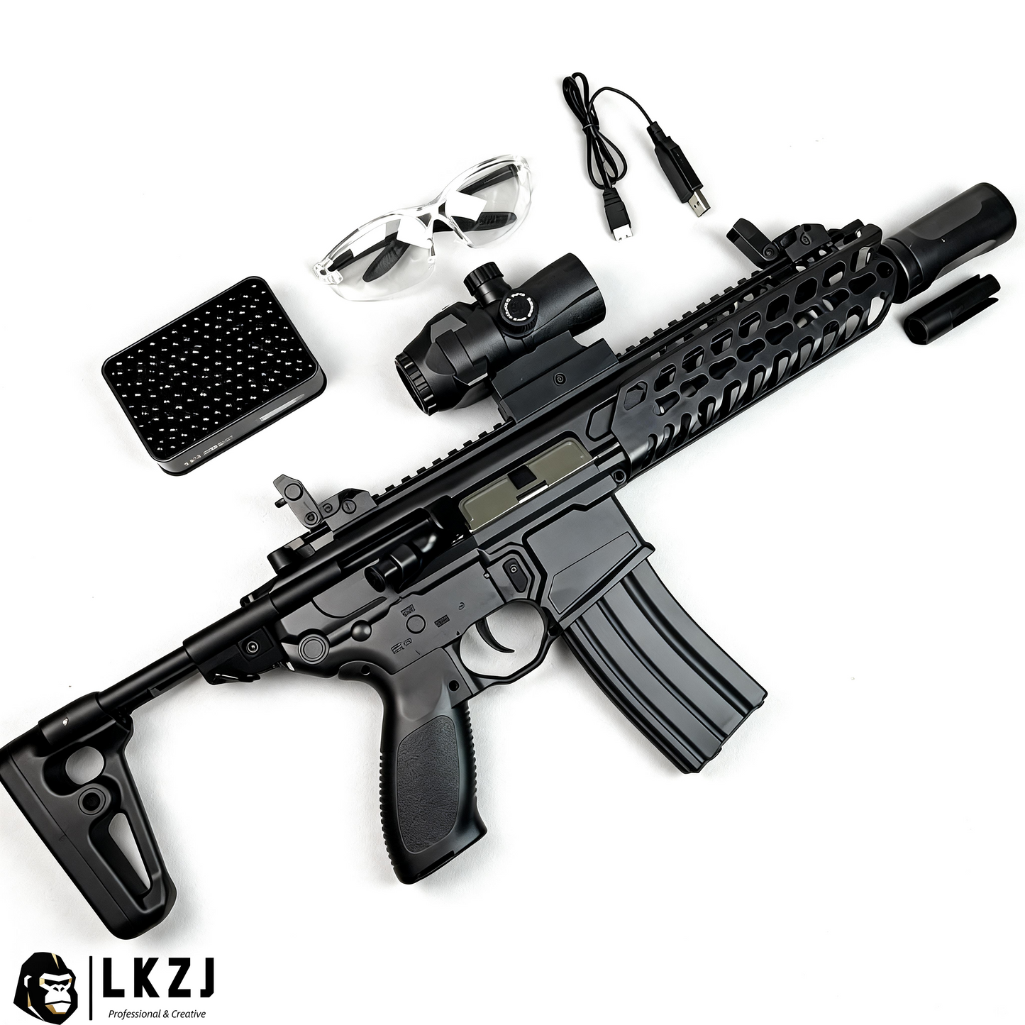 Exquisite Engraving MCX Gel Blaster High Rate of Fire  Smooth Shooting With 7 Colors of Lighted Silencer