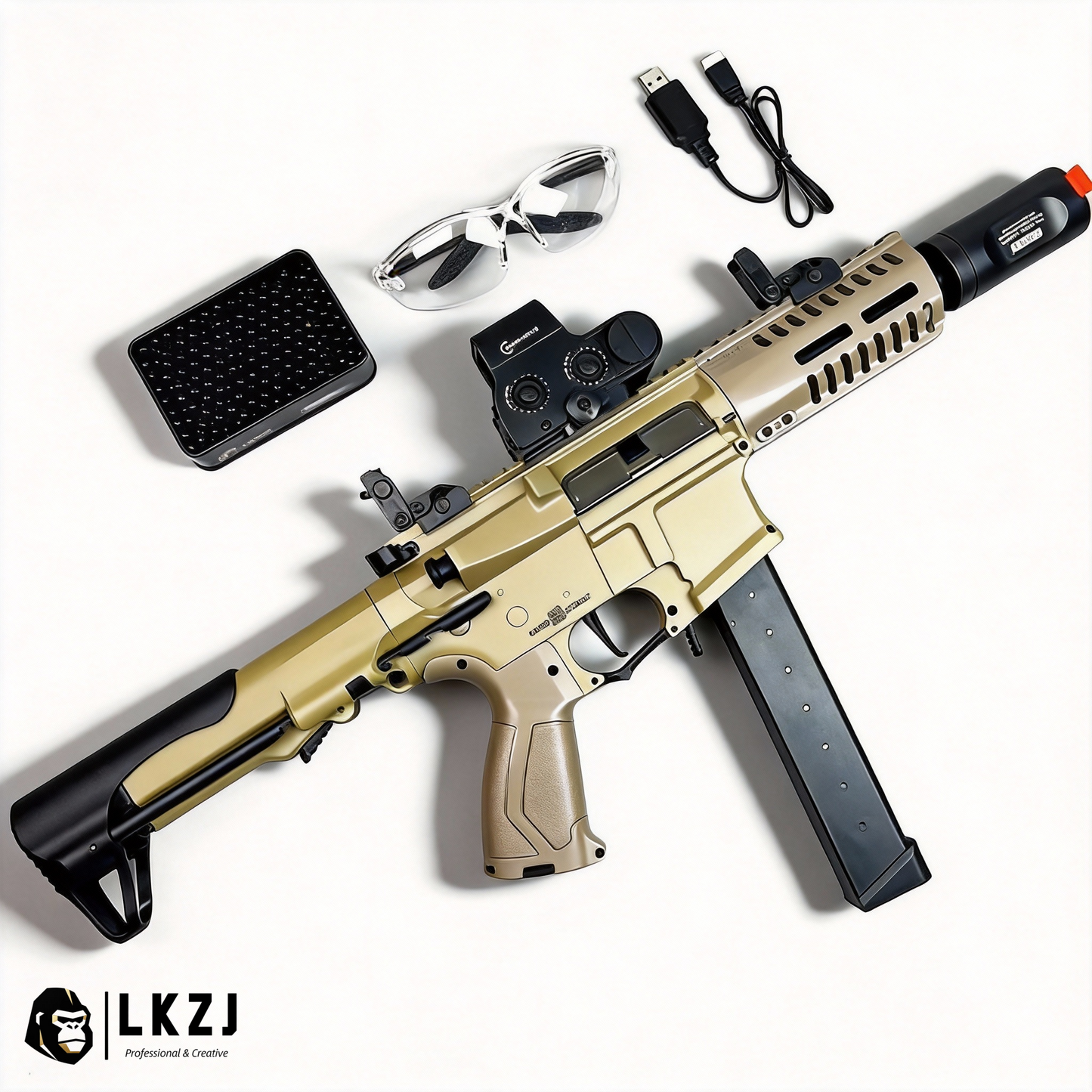 Exquisite Engraving ARP9 Gel Blaster High Rate of Fire  Smooth Shooting With 7 Colors of Lighted Silencer