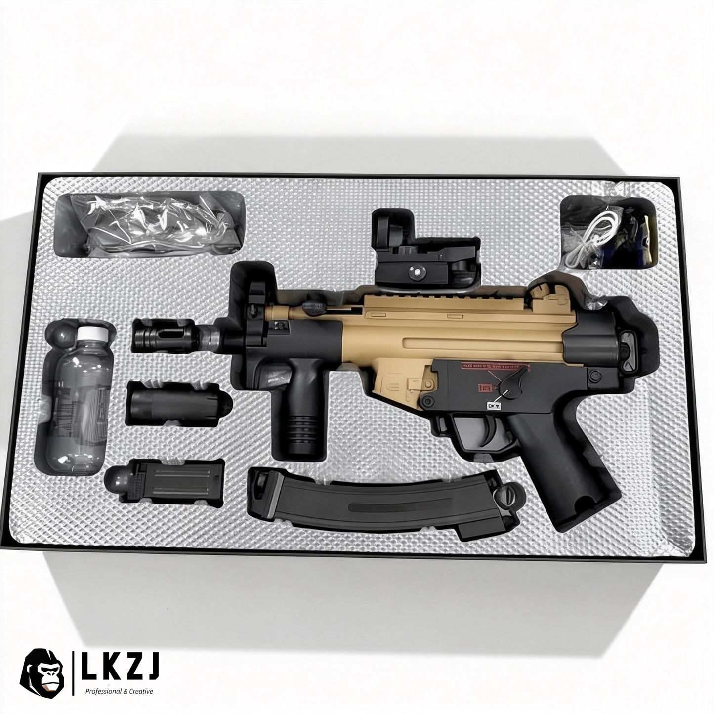 Exquisite Engraving MP5K Gel Blaster High Rate of Fire  Smooth Shooting With 7 Colors of Lighted Silencer