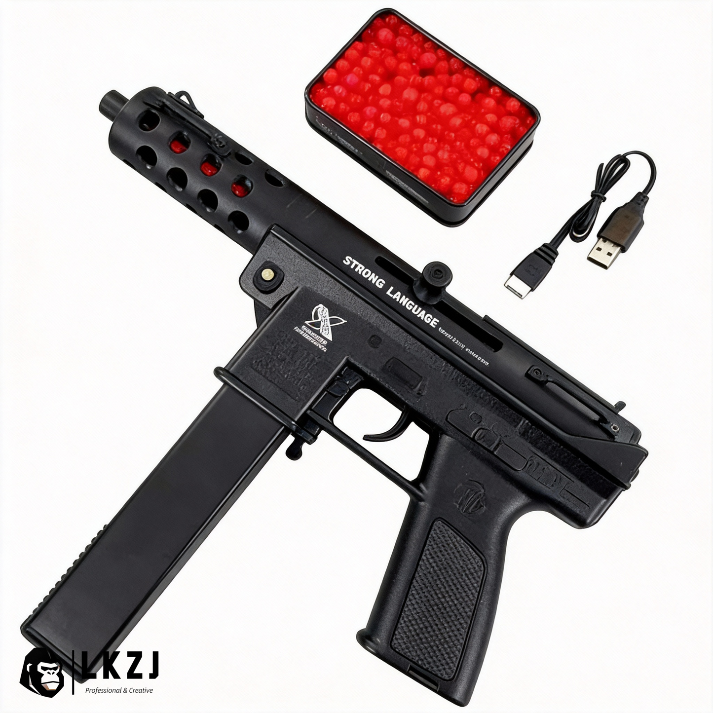 Gold/Sliver TEC9 Gel Blaster With 7 Colors of Lighted Silencer
