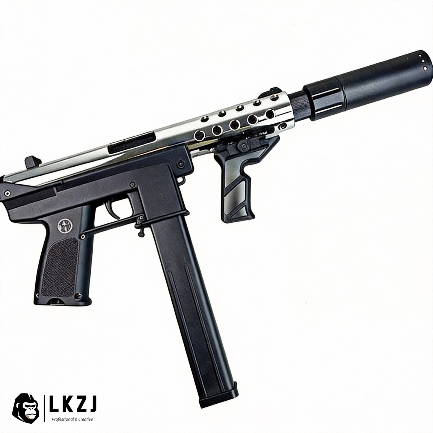 Gold/Sliver TEC9 Gel Blaster With 7 Colors of Lighted Silencer