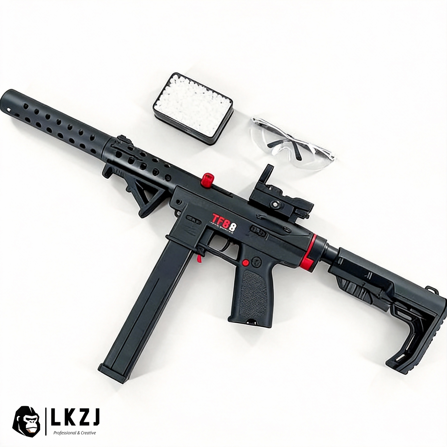 Gold/Sliver TEC9 Gel Blaster With 7 Colors of Lighted Silencer