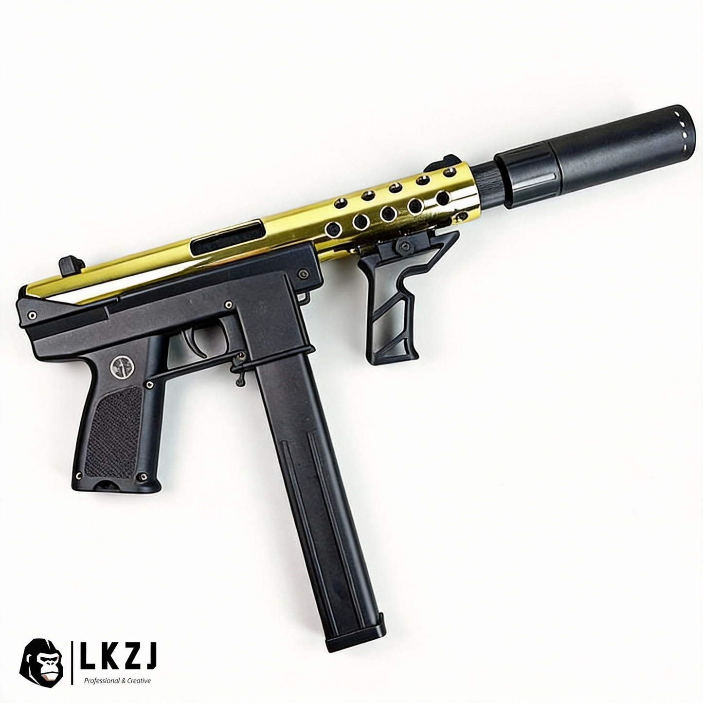 Gold/Sliver TEC9 Gel Blaster With 7 Colors of Lighted Silencer
