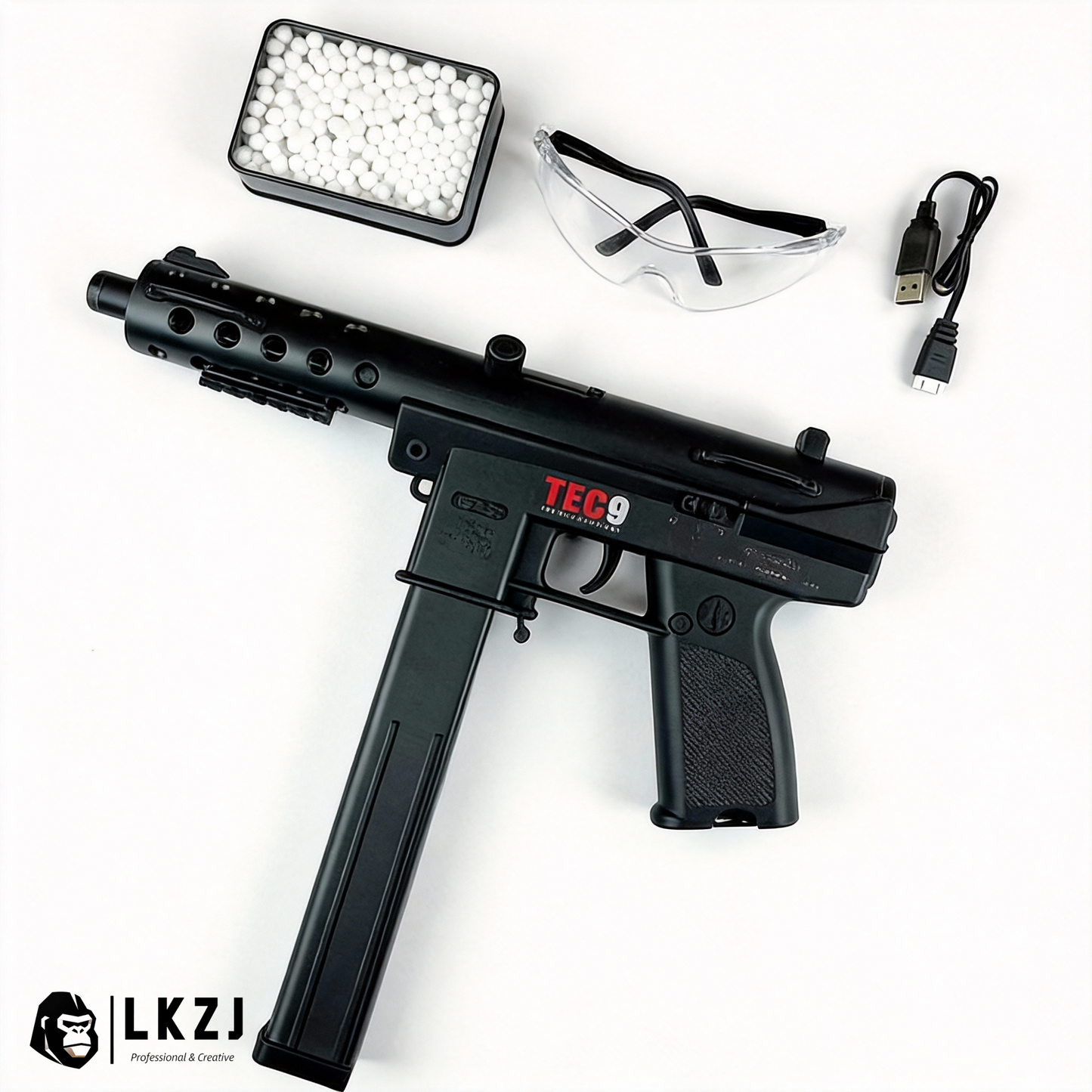 Gold/Sliver TEC9 Gel Blaster With 7 Colors of Lighted Silencer
