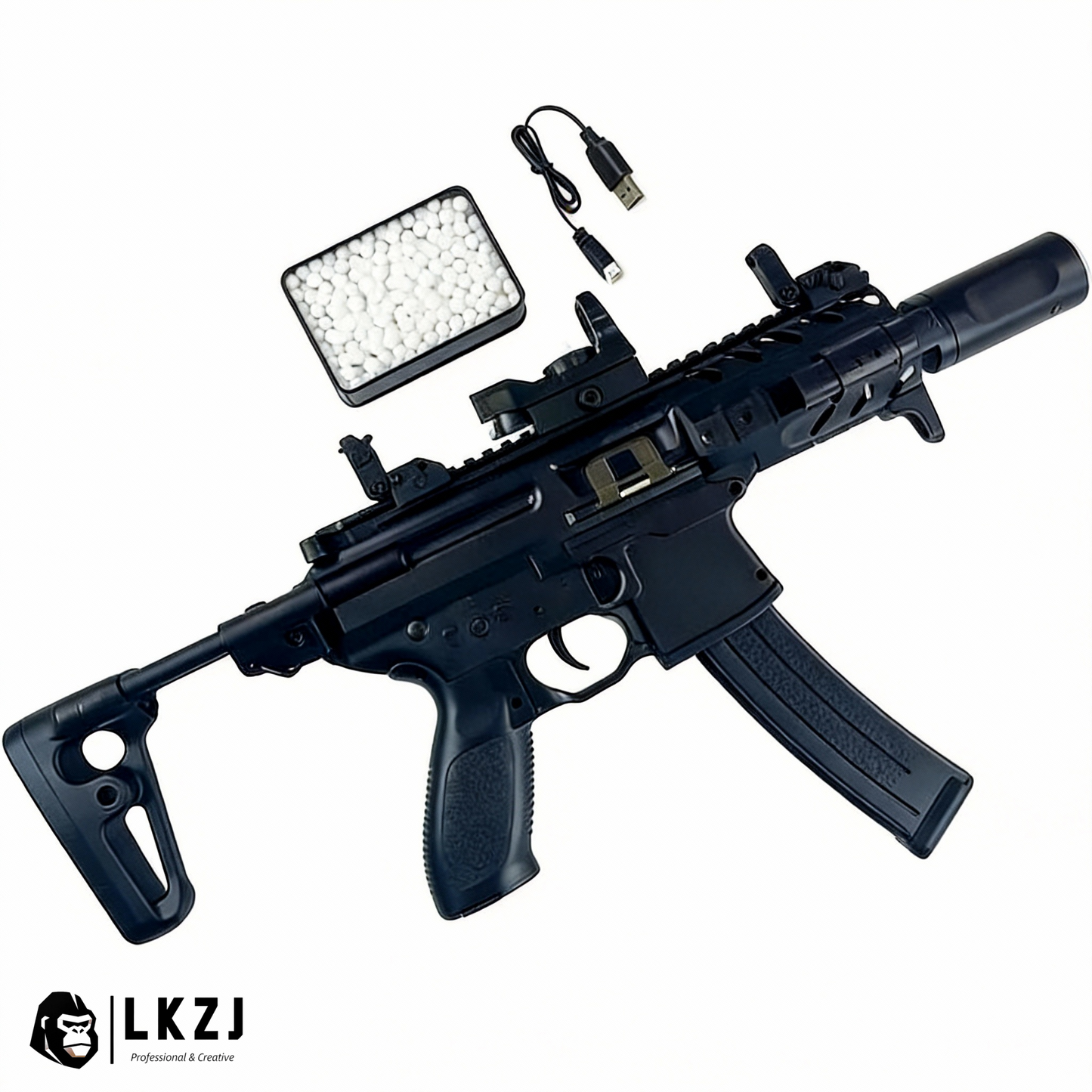 Exquisite Engraving Mpx Gel Blaster High Rate of Fire  Smooth Shooting With 7 Colors of Lighted Silencer