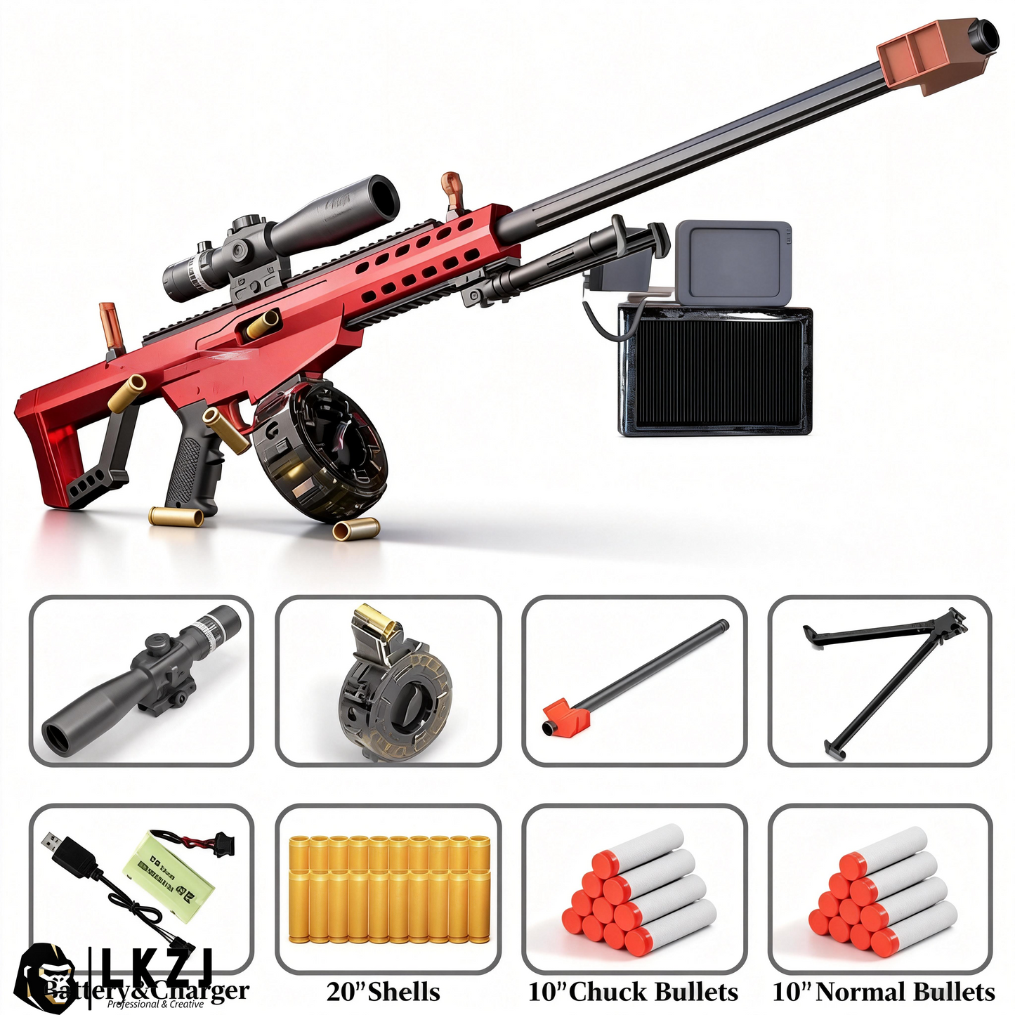 Electric/Manual Drum Version of the Barrett Sniper Soft Bullet Toygun Automatic Shell Ejecting
