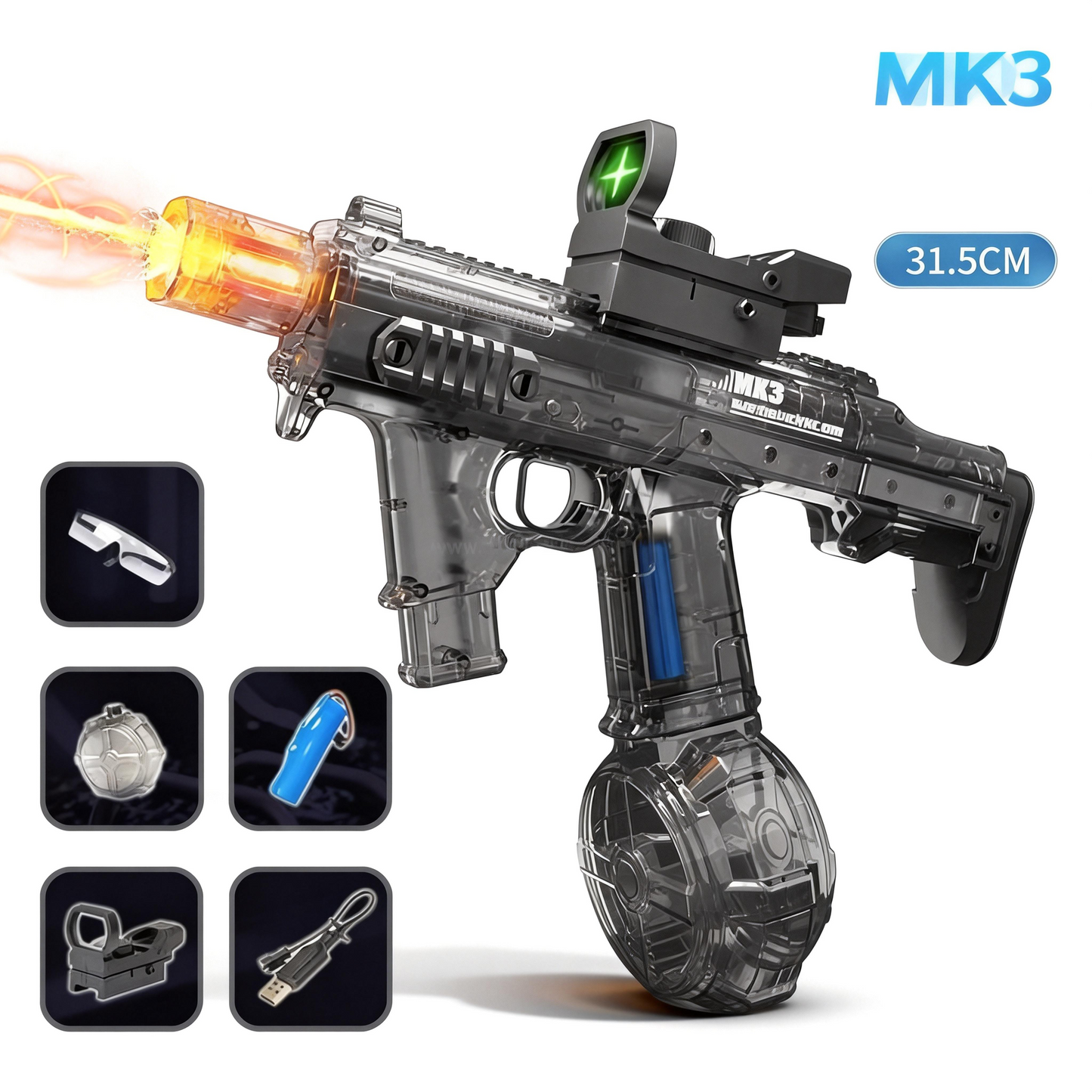 Electric Blowback MK3 Water Gun With Light Tracer