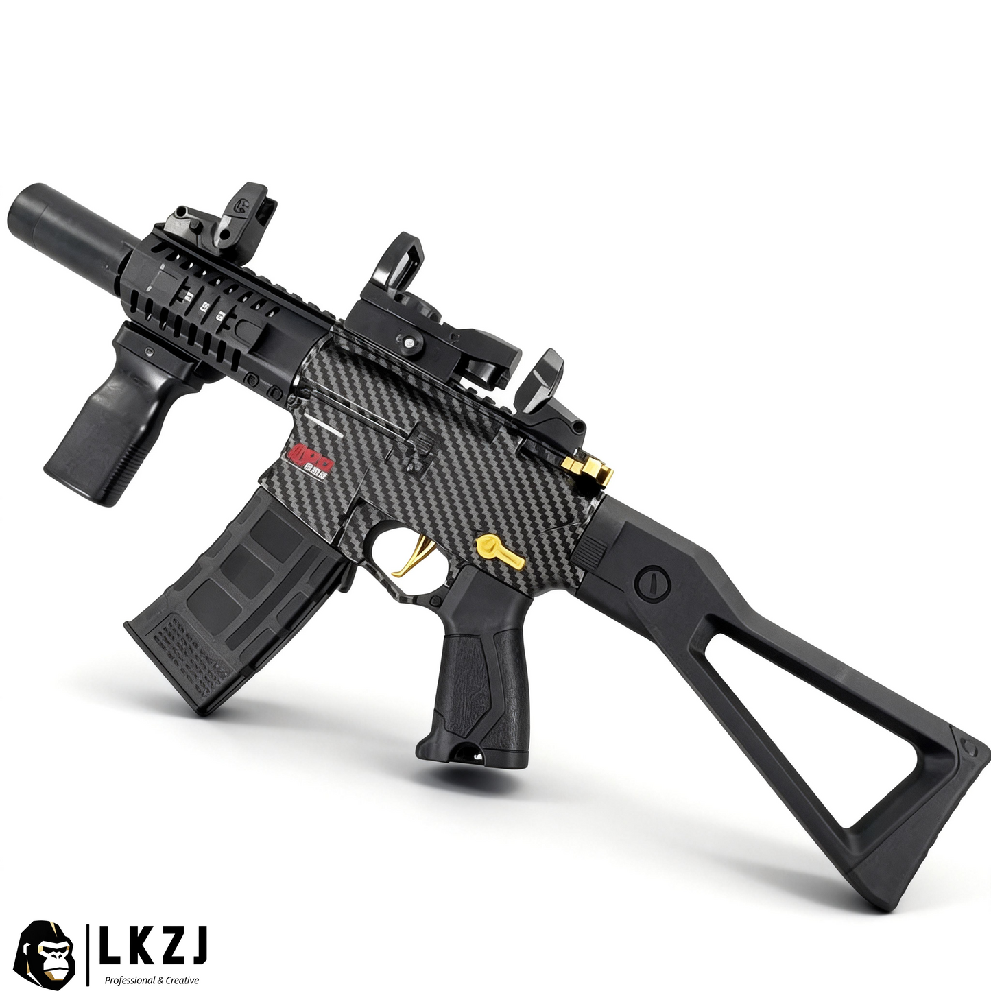 Carbon Fiber Gold Embellished ARP556 Gel Blaster