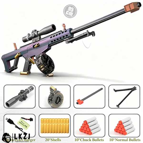 Electric/Manual Drum Version of the Barrett Sniper Soft Bullet Toygun Automatic Shell Ejecting