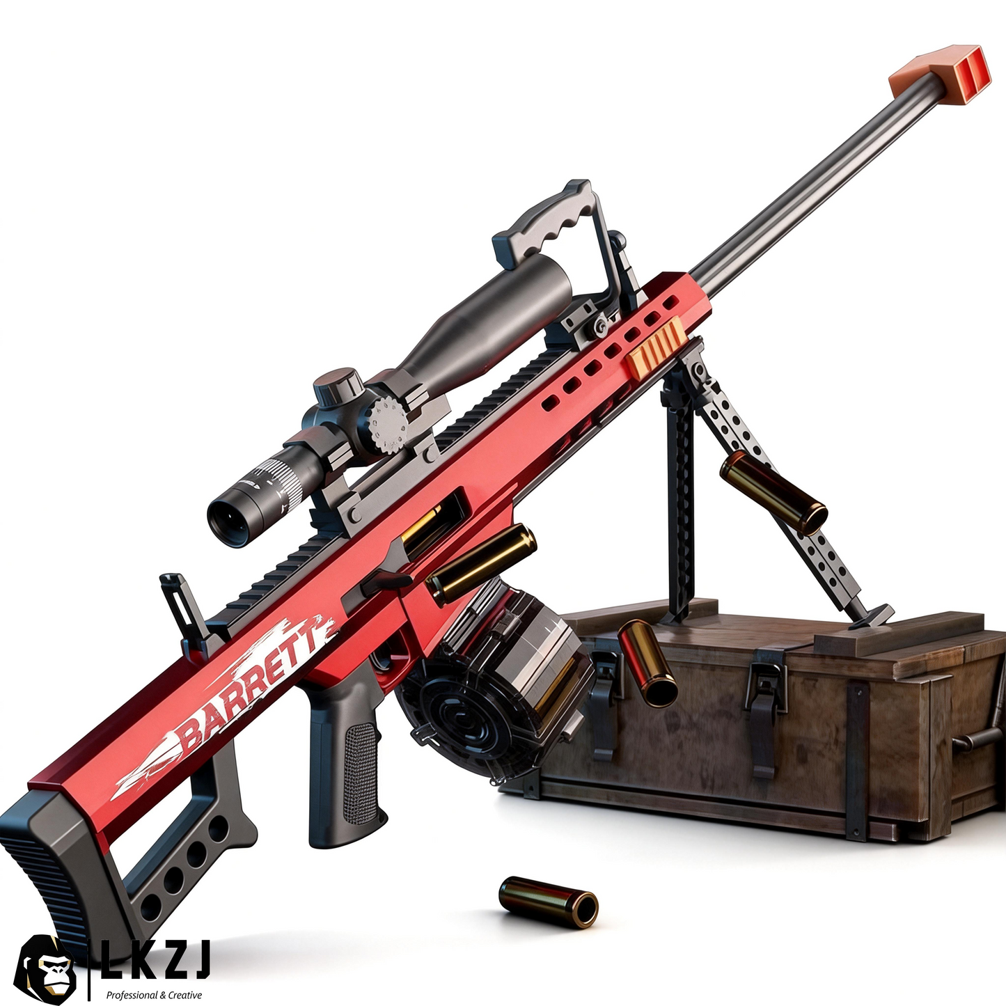Electric/Manual Drum Version of the Barrett Sniper Soft Bullet Toygun Automatic Shell Ejecting