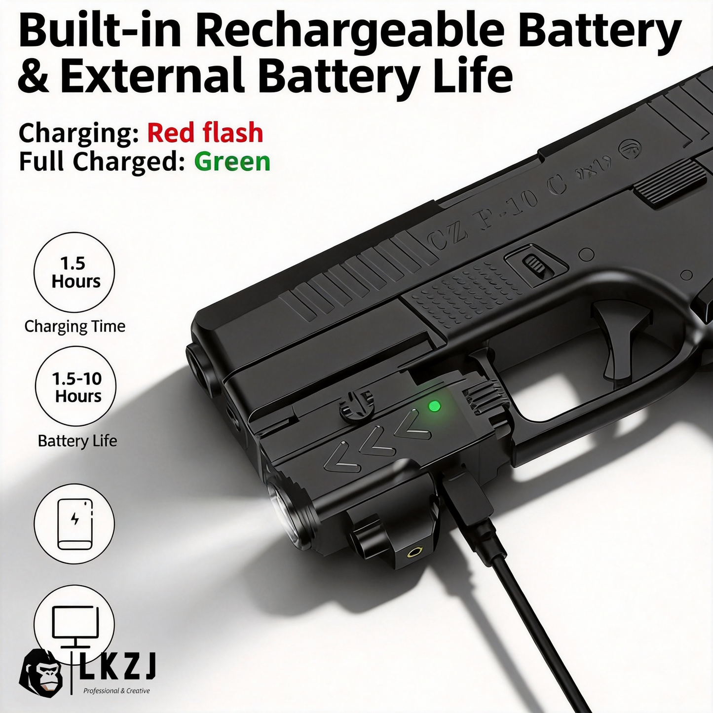 Metal Flashlight With Adjustable Rail